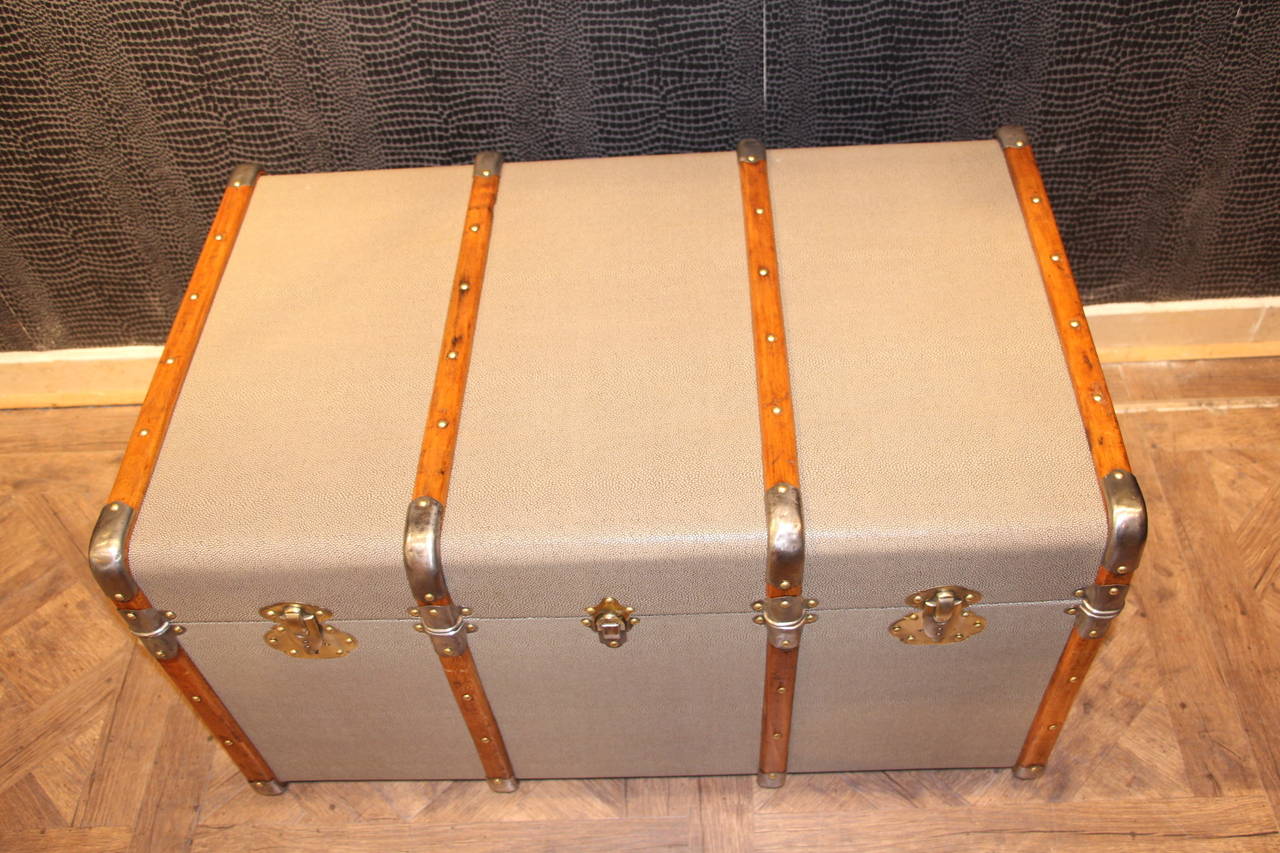 1930s French Faux Galucha Steamer Trunk 1