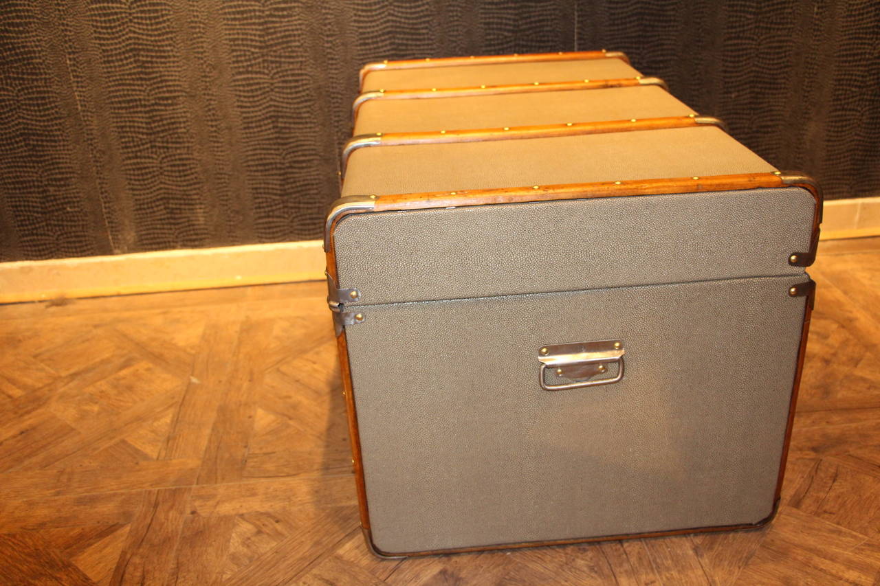 Mid-20th Century 1930s French Faux Galucha Steamer Trunk