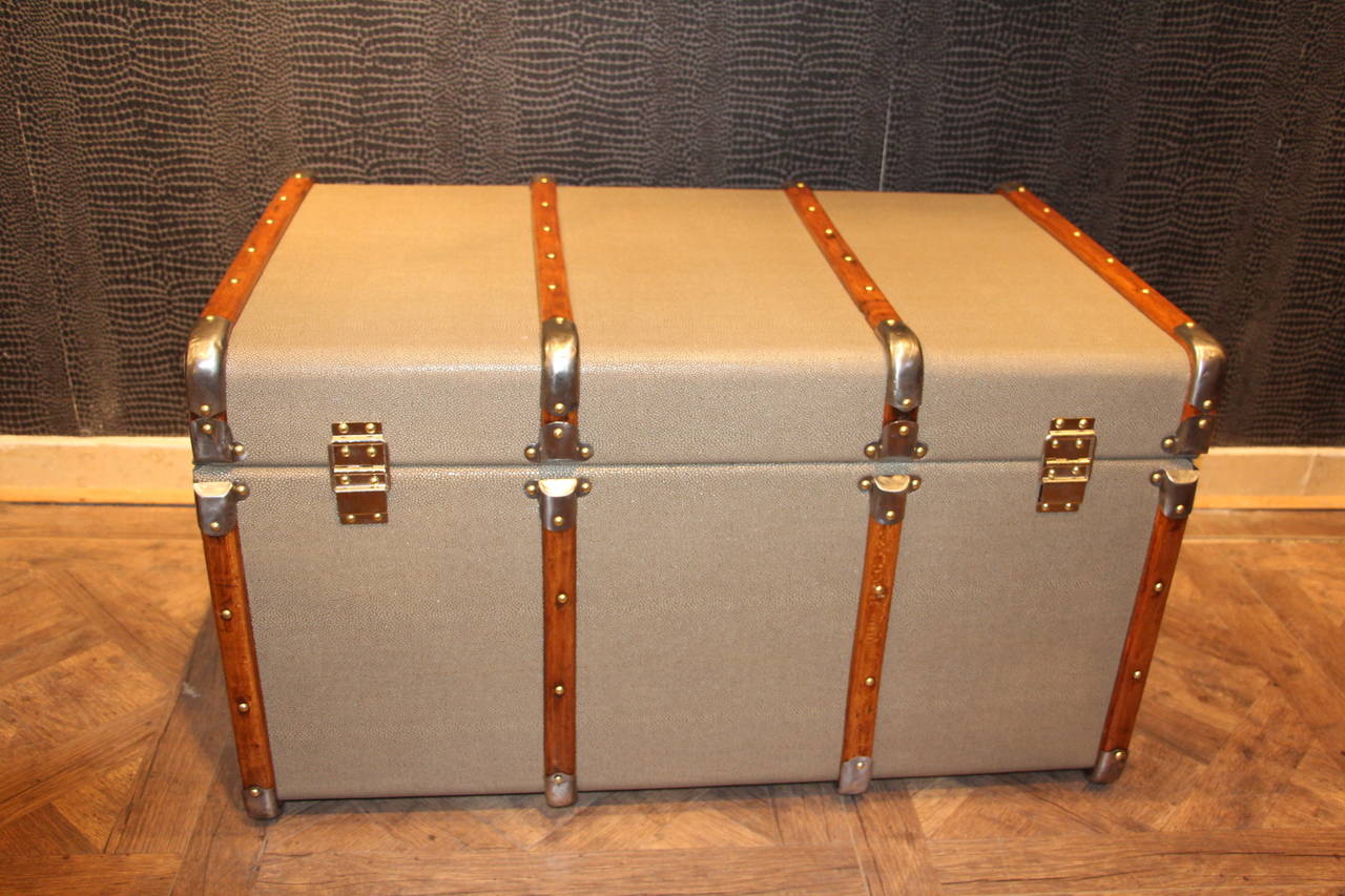 1930s French Faux Galucha Steamer Trunk In Excellent Condition In Saint-Ouen, FR