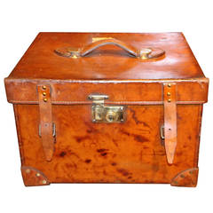 Antique 1920s Leather Hat Box