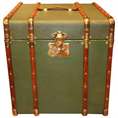 1930s Beautiful Green Canvas Hat Trunk