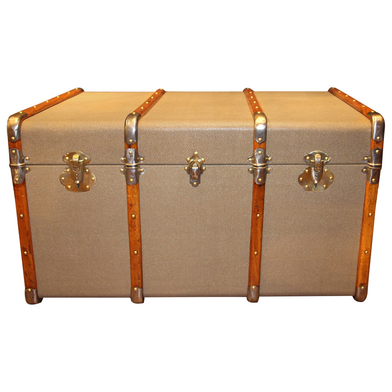 1930s French Faux Galucha Steamer Trunk