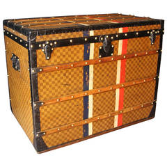 Early Damier Steel Polished Bound Louis Vuitton Trunk - Leather