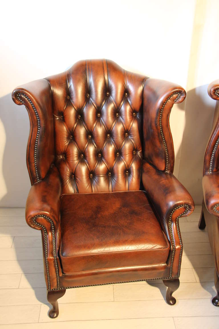 Mid-20th Century Pair of English Wing Chairs
