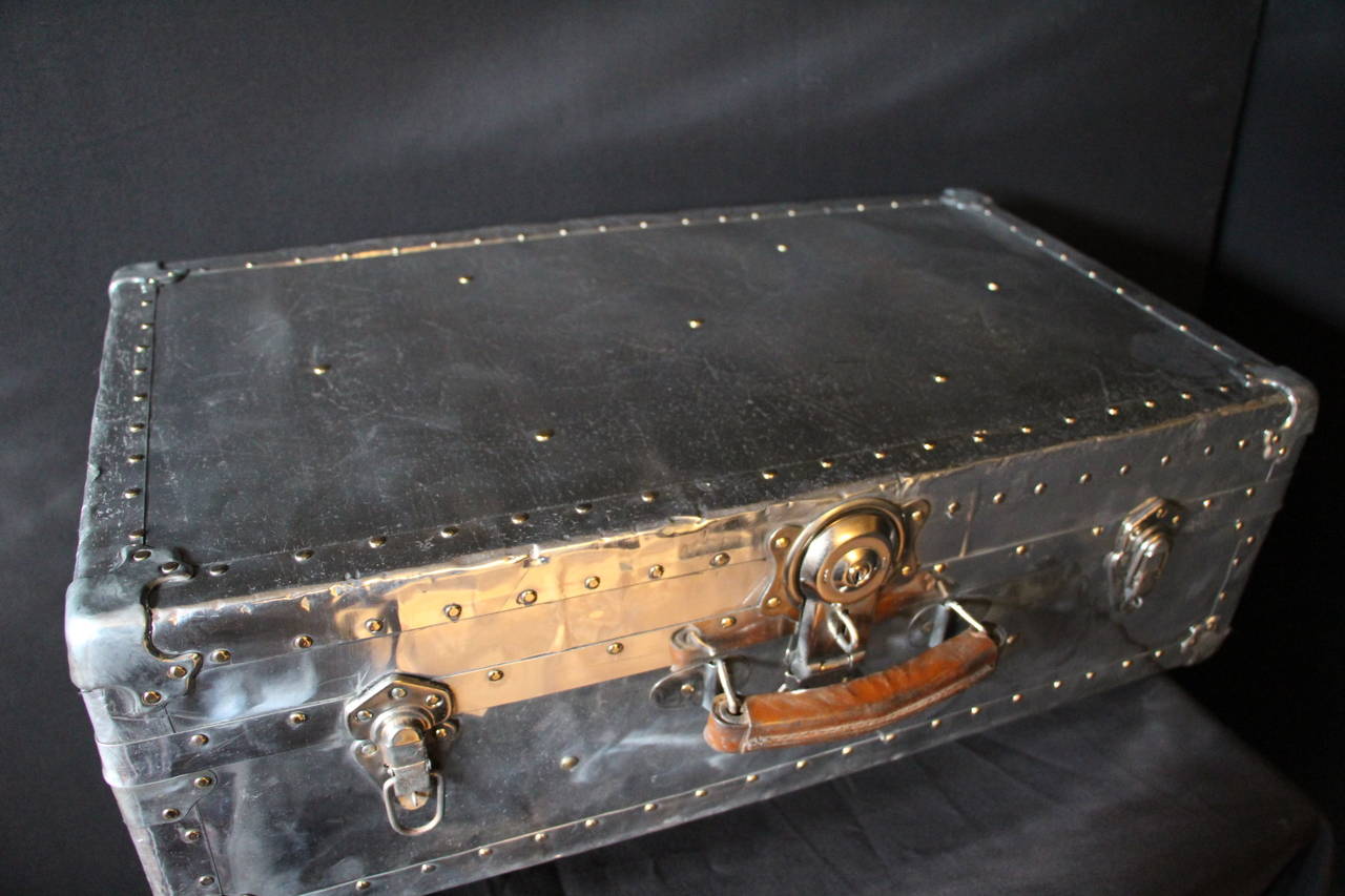 1940s Aluminum Steamer Trunk In Good Condition In Saint-Ouen, FR