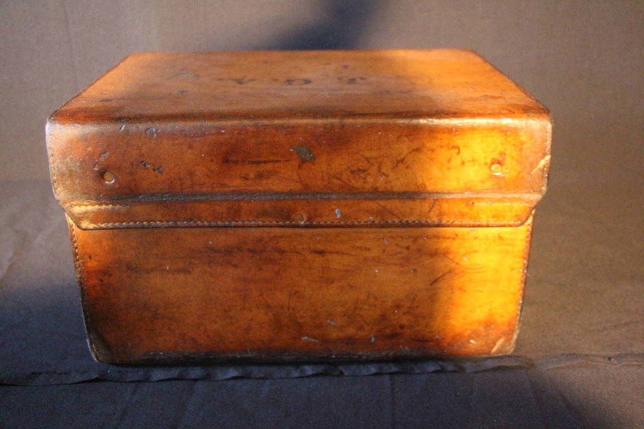 Mid-20th Century 1930s Leather Hat Box