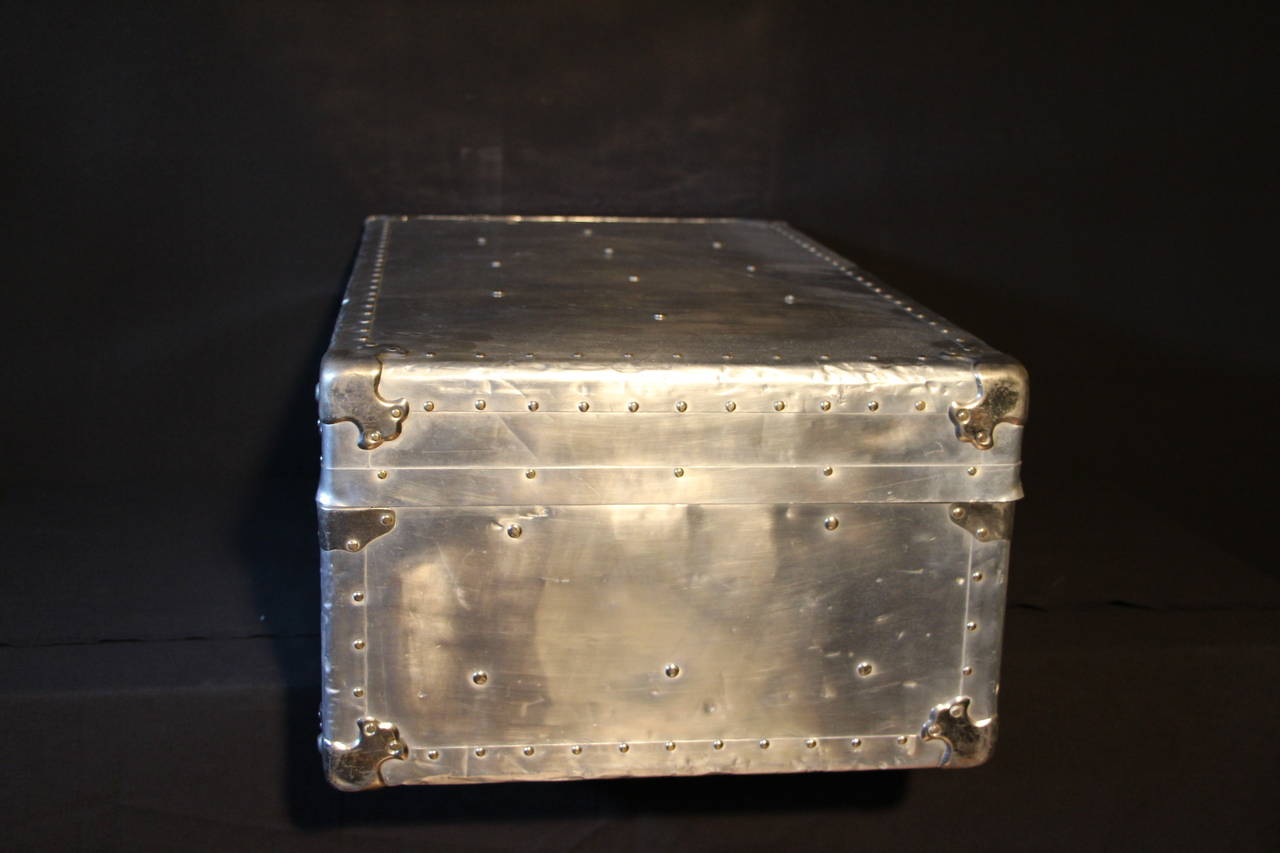 1940s Aluminum Steamer Trunk In Good Condition In Saint-Ouen, FR