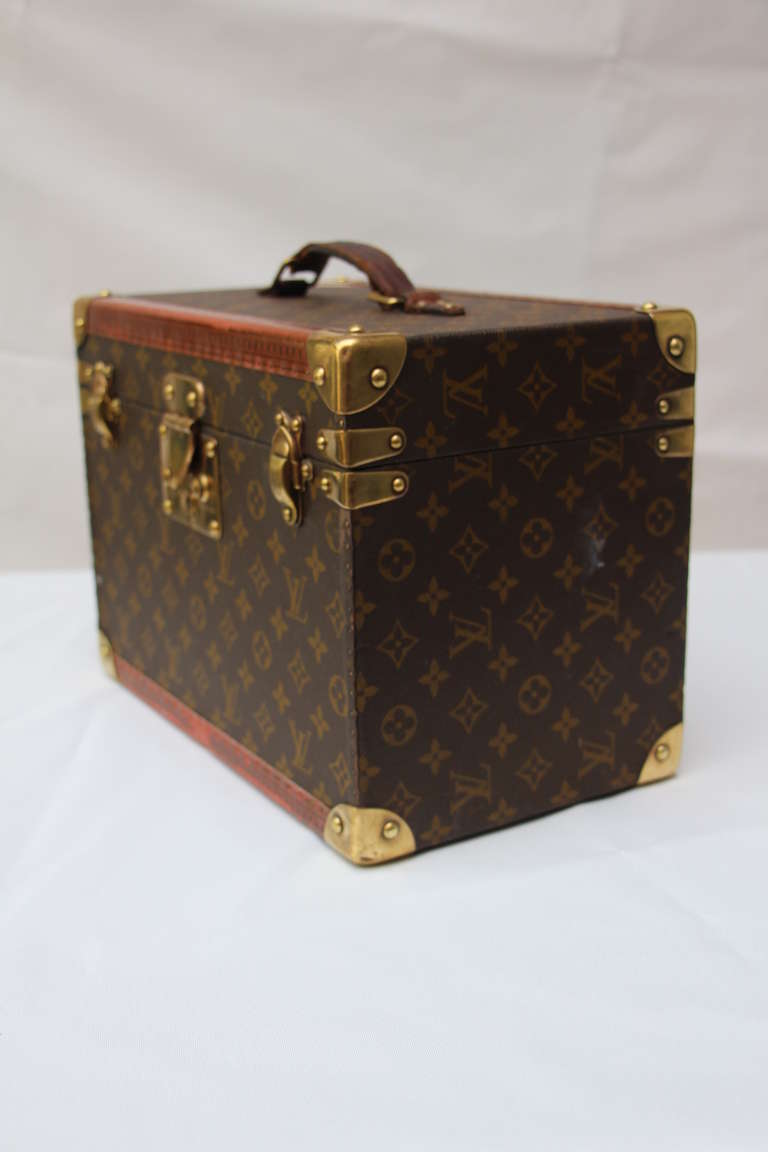Vintage 1950s Louis Vuitton Suitcase and Train / Cosmetic Case in