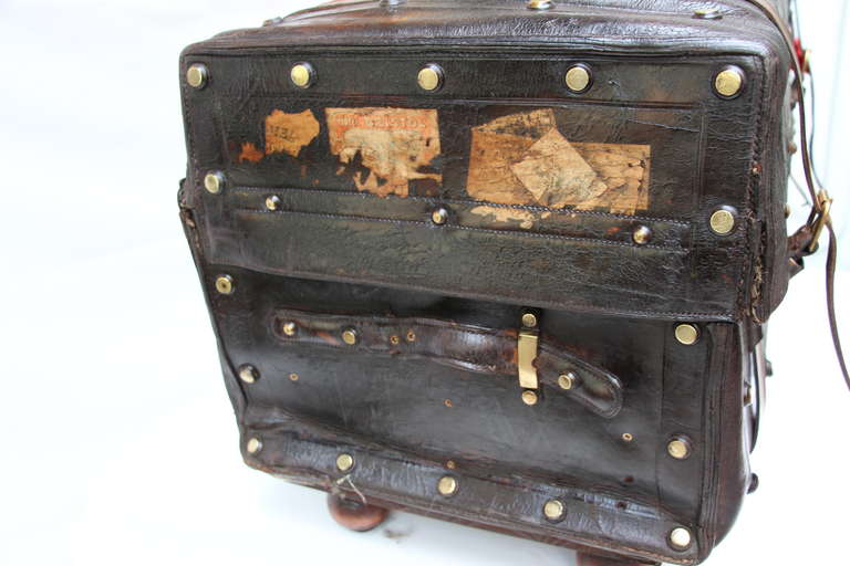 19th Century English Leather Trunk 1