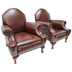 Pair of 1930's leather chairs