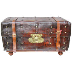 19th Century English Leather Trunk