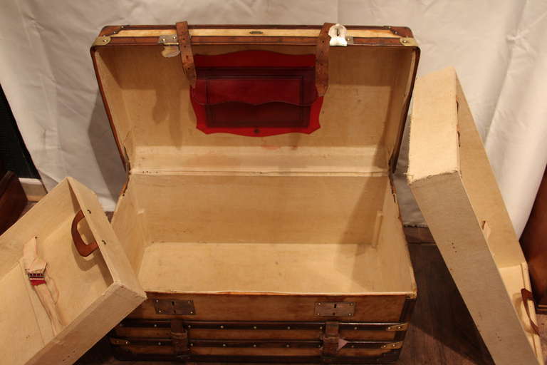 1900s Vellum and Leather Trunk 3