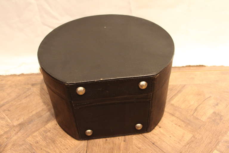 Mid-20th Century 1930's Leather Hat Box