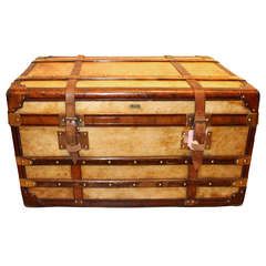 1900s Vellum and Leather Trunk
