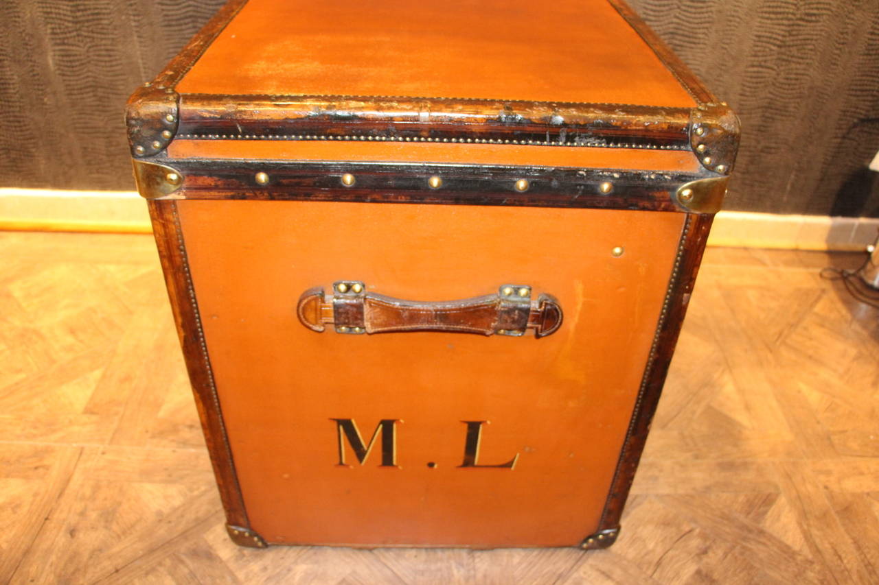 French 1910's Large Orange canvas Louis Vuitton Steamer Trunk