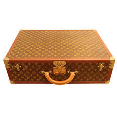 Vintage 1940s Louis Vuitton Suitcase, Stenciled Canvas