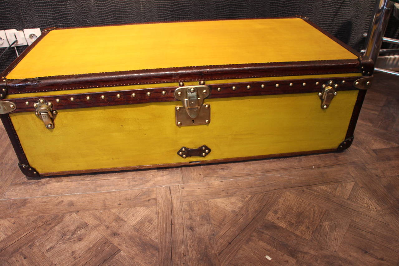Early 20th Century 1910's Yellow Canvas And Leather Louis Vuitton Cabin Trunk