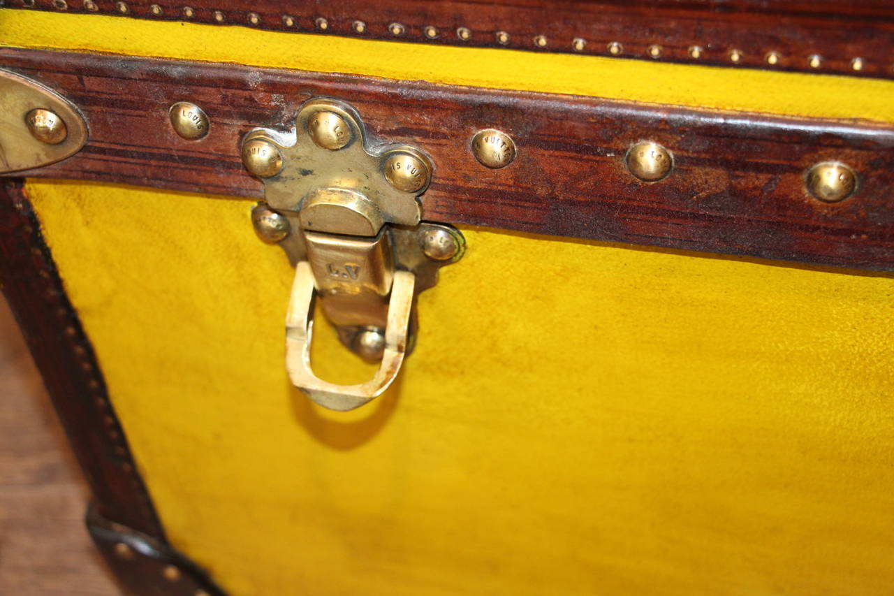 1910's Yellow Canvas And Leather Louis Vuitton Cabin Trunk 2