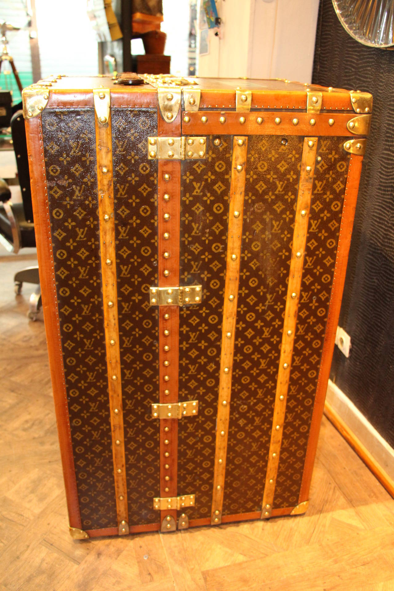 Brass Extra-Large Louis Vuitton Wardrobe Steamer Trunk