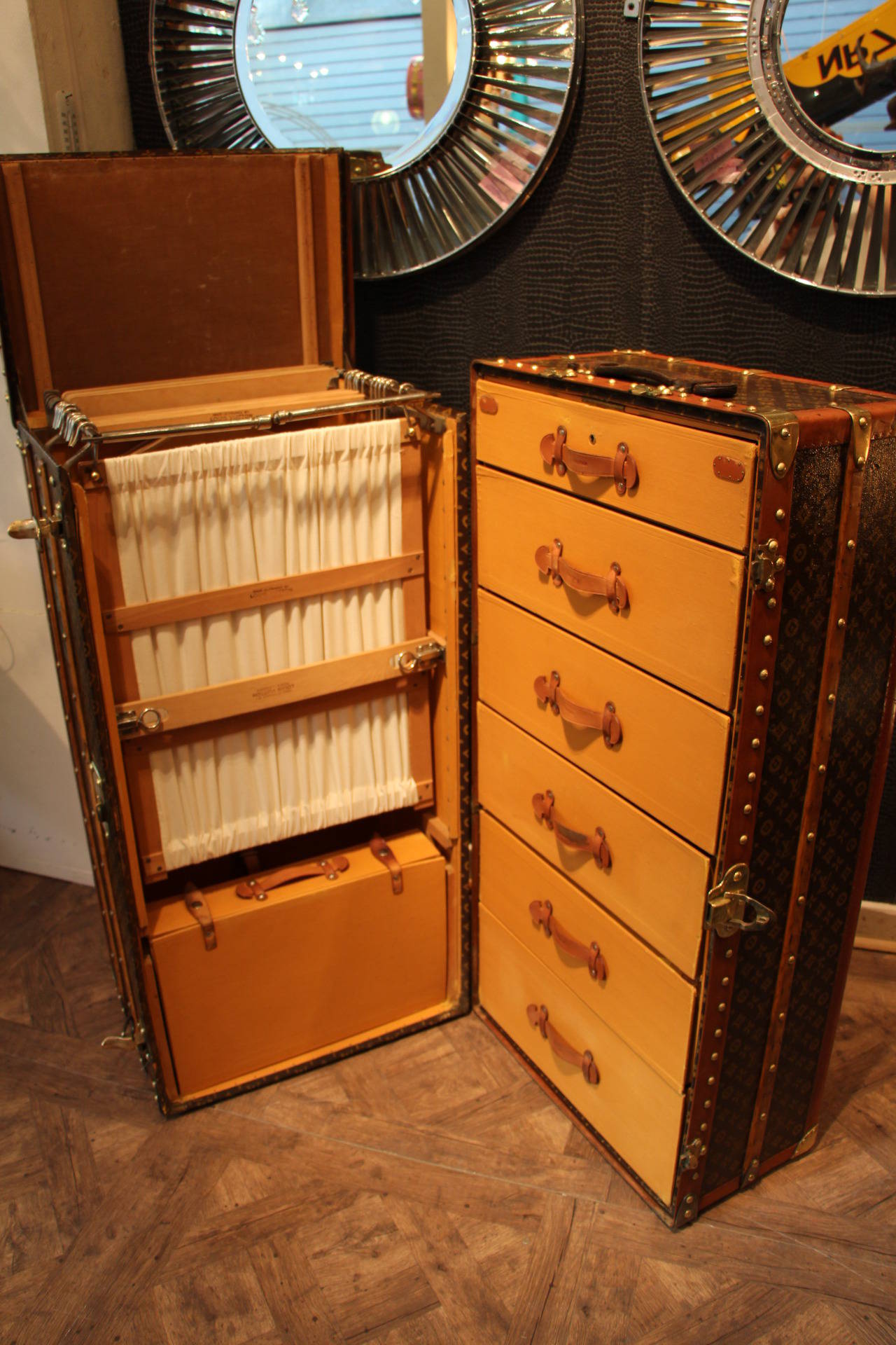 Early 20th Century Extra-Large Louis Vuitton Wardrobe Steamer Trunk