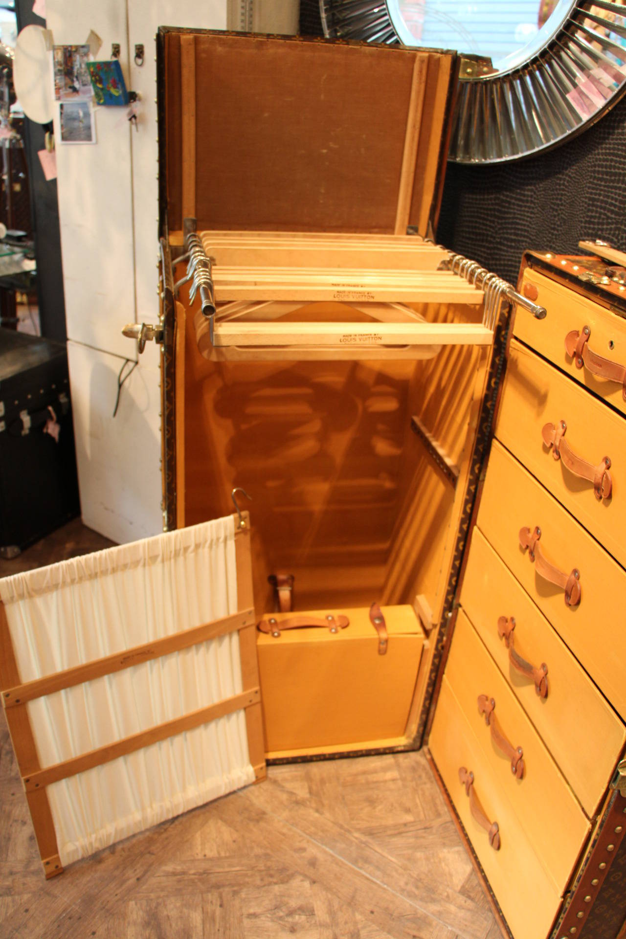 French Extra-Large Louis Vuitton Wardrobe Steamer Trunk