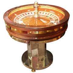 Used Mahogany and Amboina Casino Roulette Wheel By John Huxley