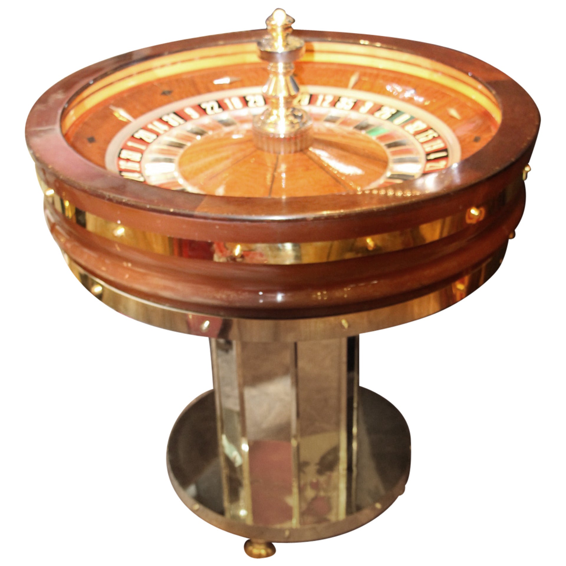 Mahogany and Amboina Casino Roulette Wheel By John Huxley