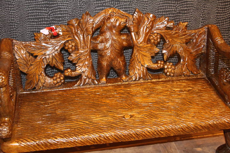 carved bear bench