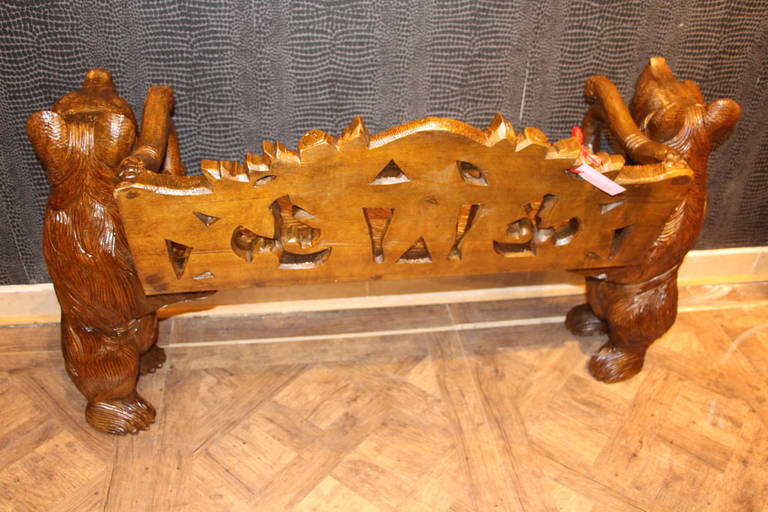 20th Century Black Forest Carved Bears Bench