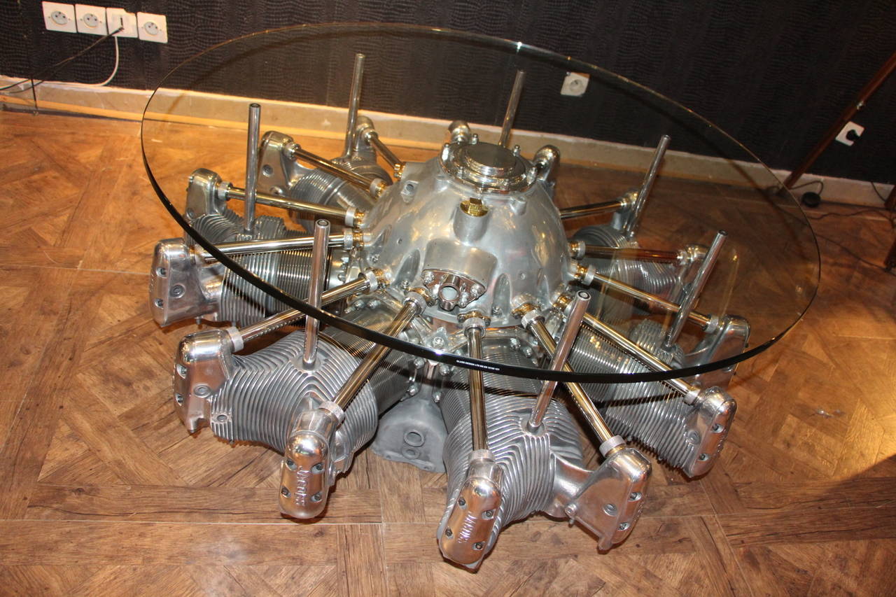 1930s Seven-Cylinder Jacobs Aircraft Engine Coffee Table 1