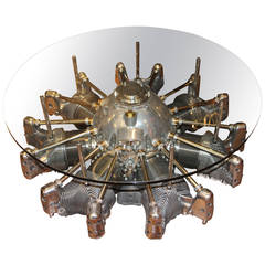 Vintage 1930s Seven-Cylinder Jacobs Aircraft Engine Coffee Table