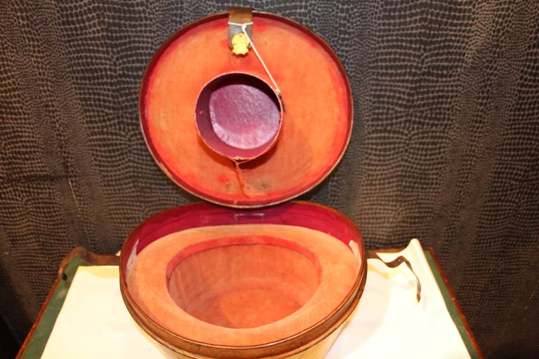 19th Century Bucket Shape Leather Hat Box 5