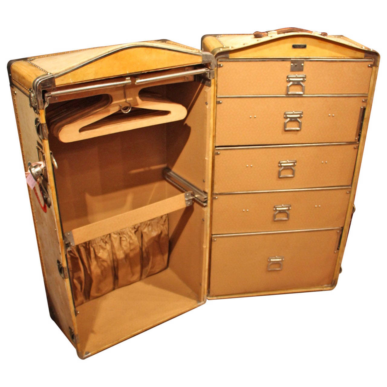 1920s Vellum Wardrobe Trunk