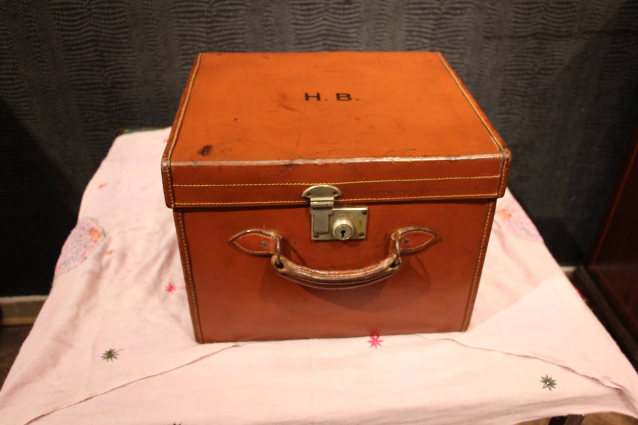 1930's Leather Hat Box