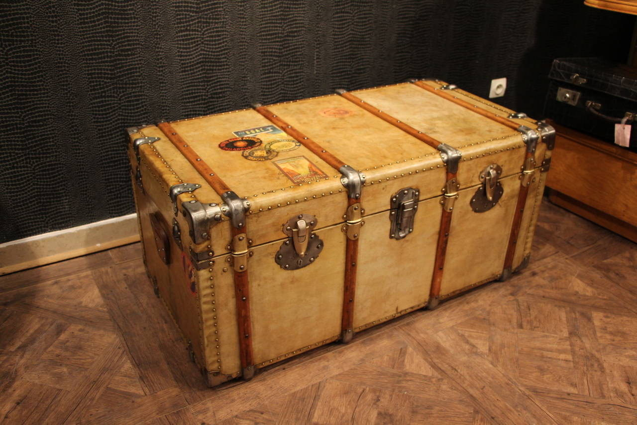 1930's Vellum Steamer Trunk