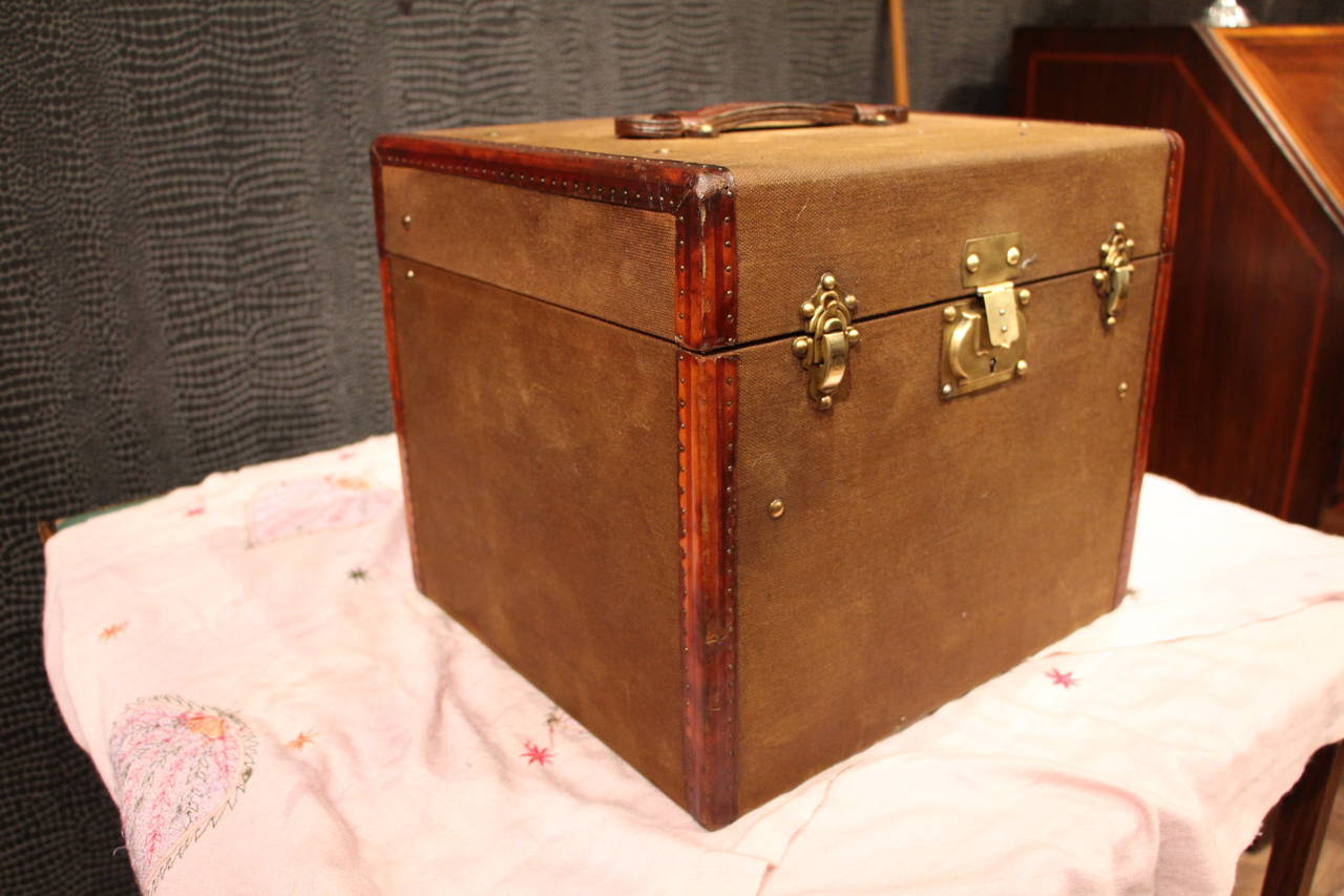French 1920's Canvas Hat Box