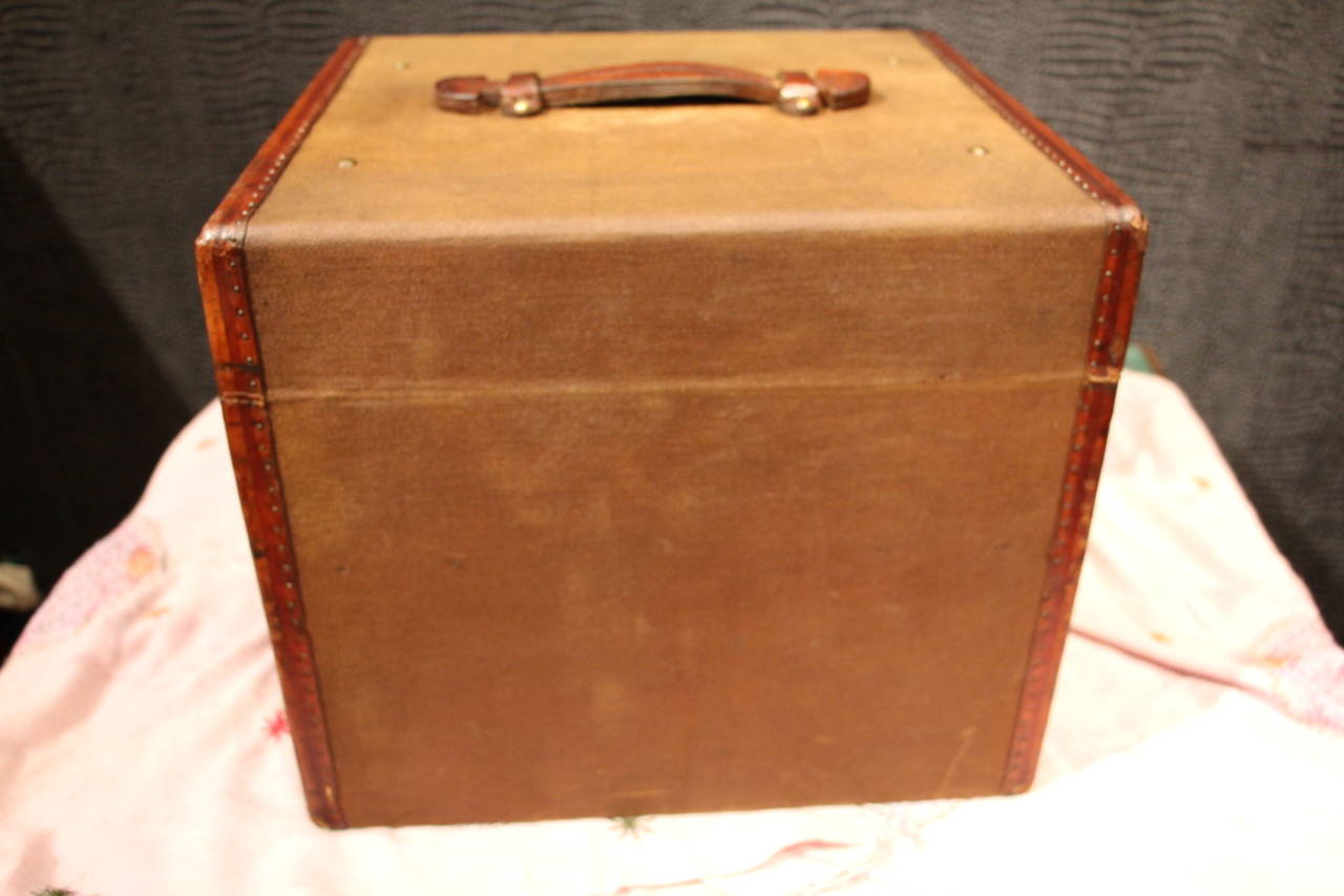 Wood 1920's Canvas Hat Box