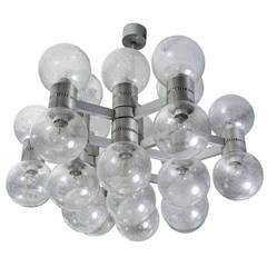 Shining Metal and Blown Glass Globes Chandelier