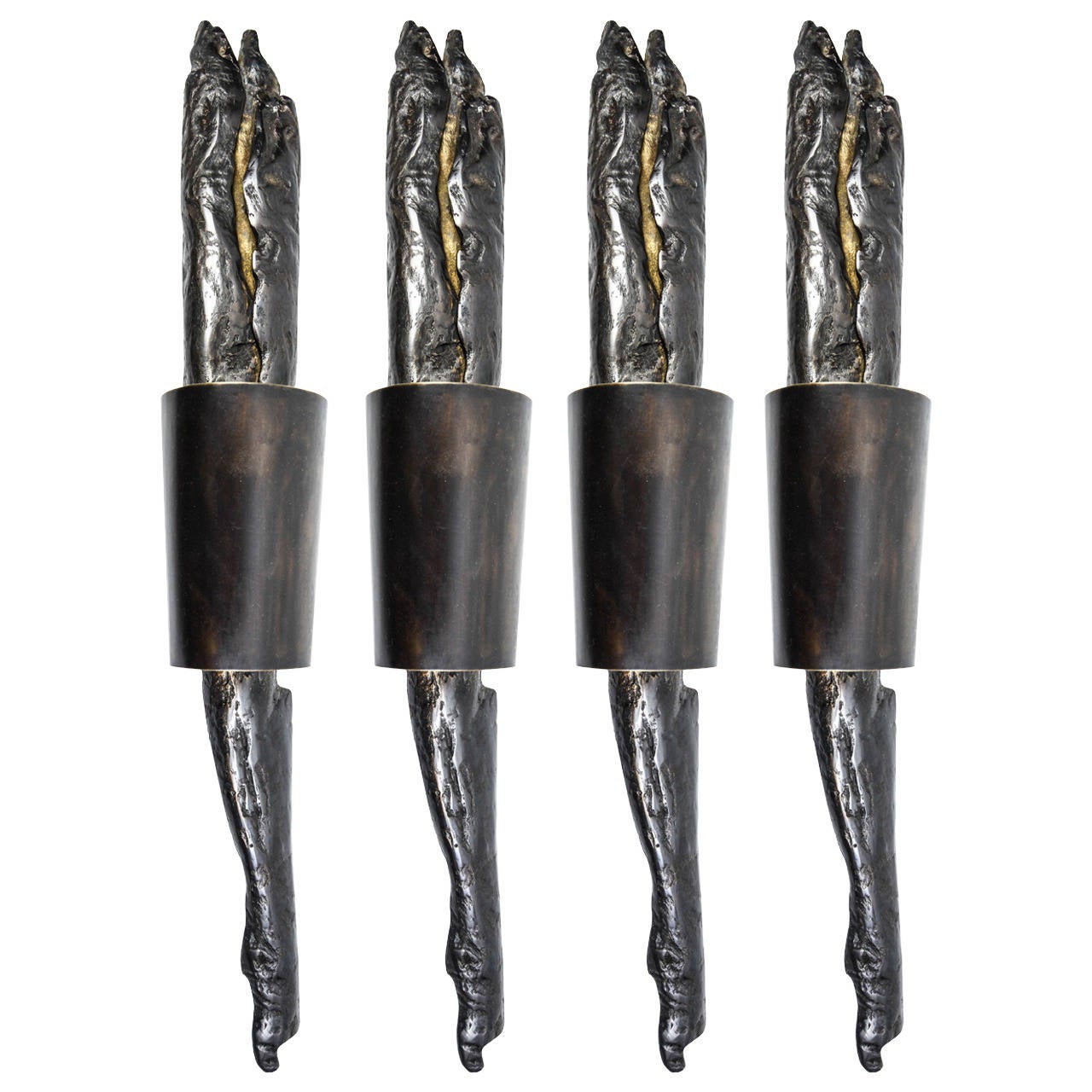 Set of Four Beautiful Bronze Wall Sconces