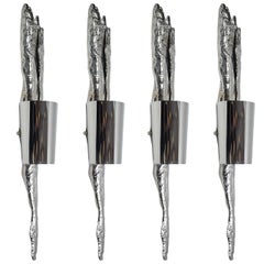 Set of Four Beautiful Palladium Plated Bronze Wall Sconces