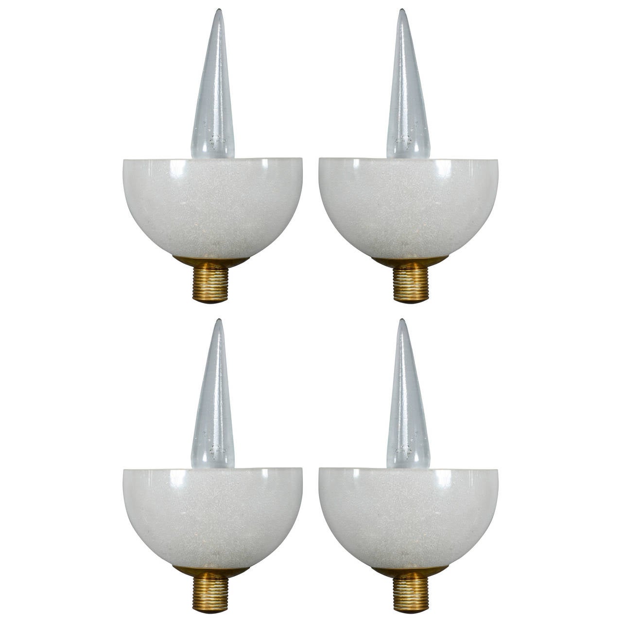Particular Set of Four Brass and Murano Glass Wall Sconces