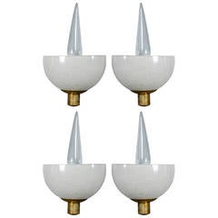 Particular Set of Four Brass and Murano Glass Wall Sconces