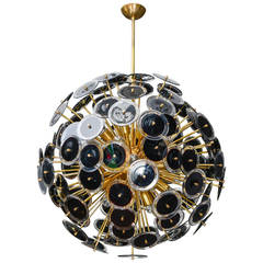 Chic Sputnik Style Chandelier with Dark Purple Murano Glass