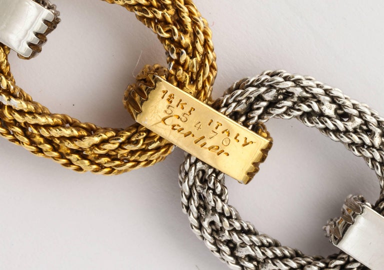 Cartier TwoTone Gold Rope Link Bracelet For Sale at 1stdibs