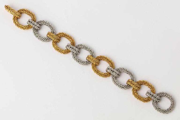 Cartier TwoTone Gold Rope Link Bracelet For Sale at 1stdibs