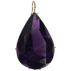 Large Pear Shape Faceted Purple Amethyst Vermeil Necklace Enhancer