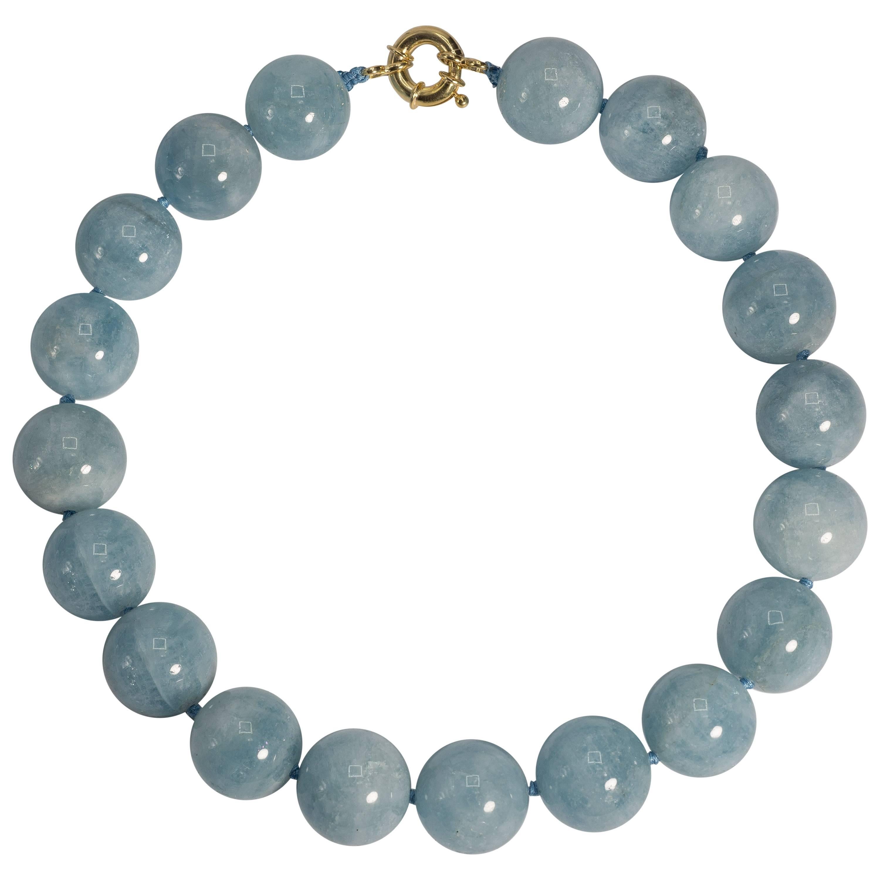 Large Natural Aquamarine Beads Necklace