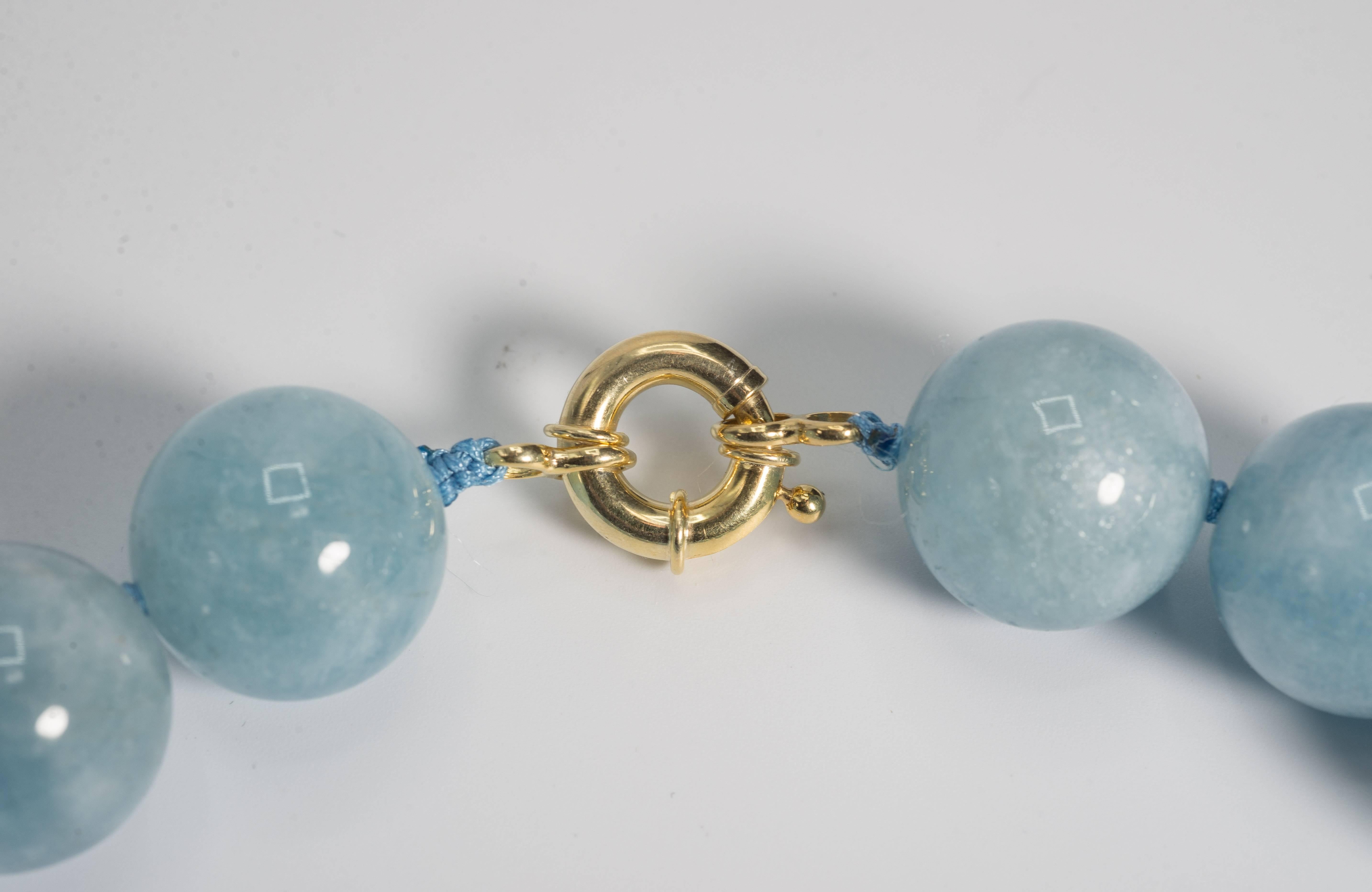 Artisan Large Natural Aquamarine Beads Necklace