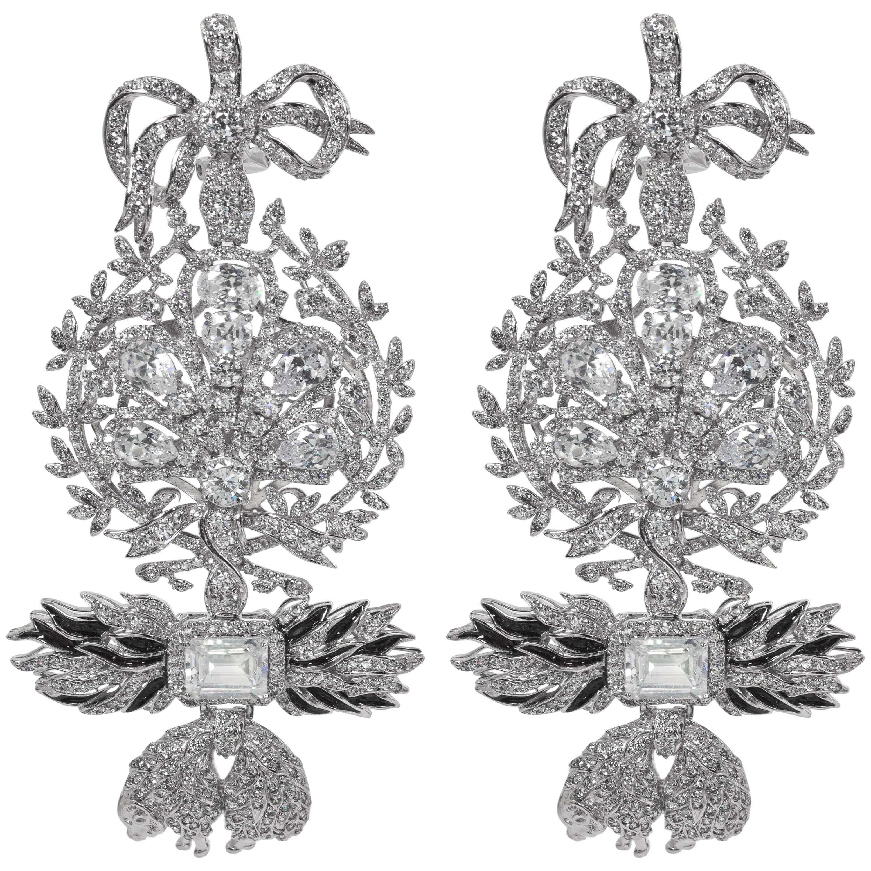 Magnificent Costume Jewelry Large  Diamond Order of the Golden Fleece earrings