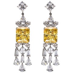 Stunning Faux Canary Diamond Sterling Earrings